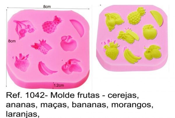 J 1042- Molde frutas - cerejas, ananas, maças, bananas, morangos, laranjas,
