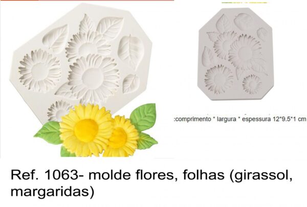 J 1063- molde flores, folhas (girassol, margaridas malmequer)