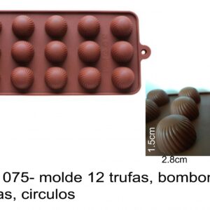 J 1075- molde 12 trufas, bombons, esferas, circulos espiral swirl