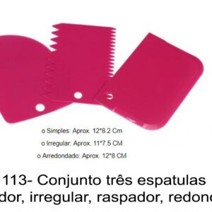 J 1113- Conjunto três espatulas (alisador, irregular, raspador, redondo)