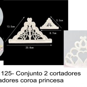 J 1125- Conjunto 2 cortadores marcadores coroas princesa rei rainha