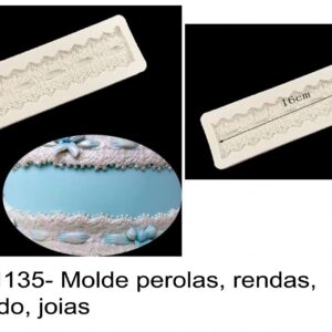 J 1135- Molde perolas, rendas, rebordo, joias