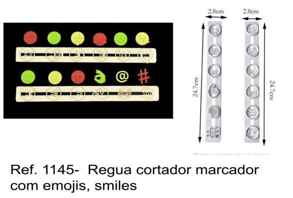 J 1145-  Regua cortador marcador com emojis, smiles