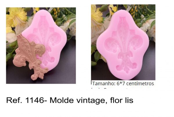 J 1146- Molde vintage, flor lis, liz