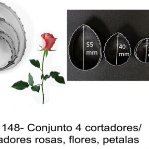 J 1148- Conjunto 4 cortadores/ marcadores rosas, flores, petalas