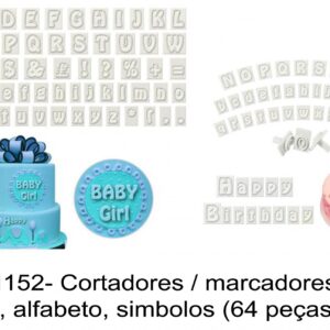 J 1152- Cortadores / marcadores, letras, alfabeto, simbolos (64 peças)