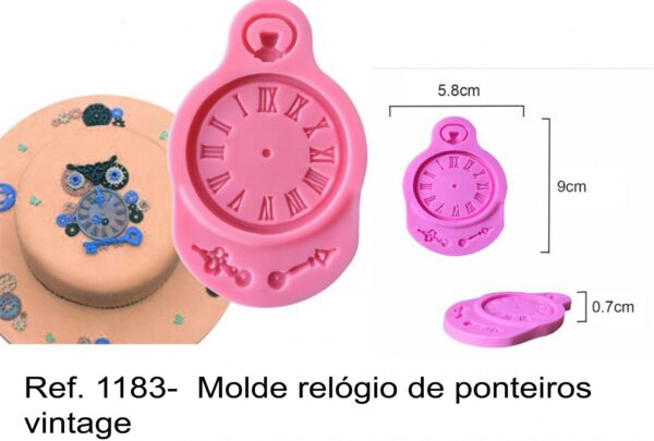 J 1183-  Molde relógio de ponteiros vintage alice