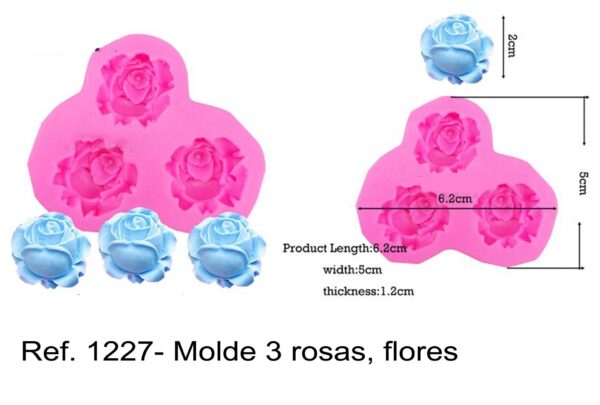 J 1227- Molde 3 rosas, flores