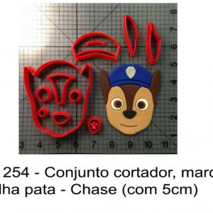 J 1254 - Conjunto cortador, marcador Patrulha pata - Chase (com 5cm)