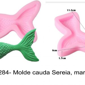 J 1284- Molde cauda Sereia, mar  grande barbatanas