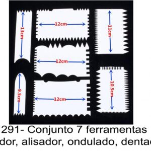 J 1291- Conjunto 7 ferramentas raspador, alisador, ondulado, dentado