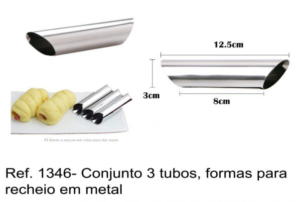 J 1346- Conjunto 3 tubos, formas para recheio em metal