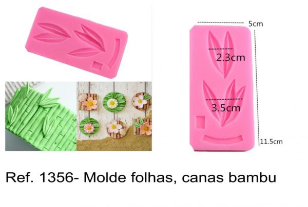 J 1356- Molde folhas, canas bambu  tropical tropicais