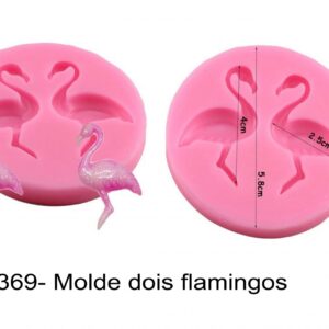 J 1369- Molde dois flamingos passaros aves