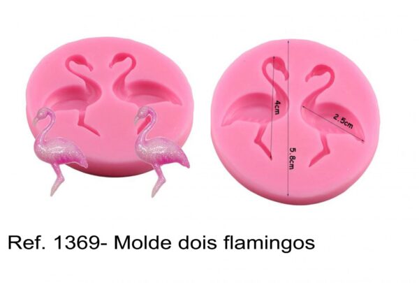 J 1369- Molde dois flamingos passaros aves