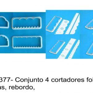 J 1377- Conjunto 4 cortadores folhos, cortinas, rebordo,  renda inglesa