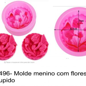 J 1496- Molde menino com flores, fada, elfo, cupido, anjo