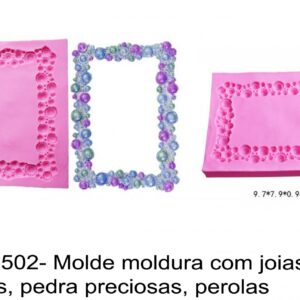 J 1502- Molde moldura com joias, bolhas, pedra preciosas, perolas espelho