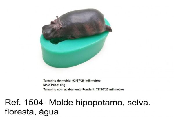 J 1504- Molde hipopotamo, selva. floresta, água