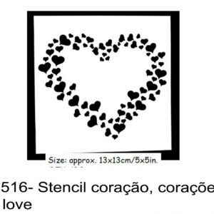 J 1516- Stencil coração, corações, amor, love