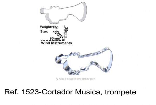 J 1523-Cortador Musica, trompete instrumentos musicais