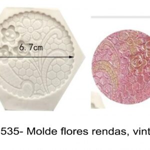 J 1535- Molde flores rendas, vintage trico malha   rendas lace