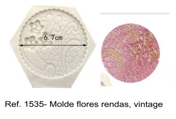 J 1535- Molde flores rendas, vintage trico malha   rendas lace