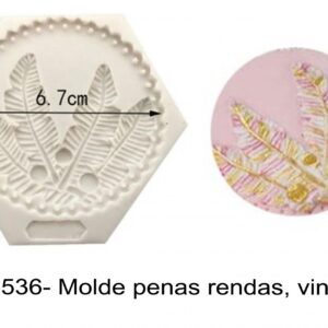 J 1536- Molde penas rendas, vintage folhas
