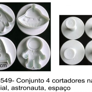 J 1549- Conjunto 4 cortadores nave espacial, astronauta, espaço
