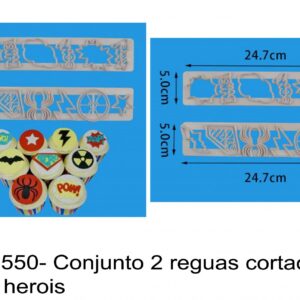 J 1550- Conjunto 2 reguas cortadores super herois marvel avengers bang pow zap moldura