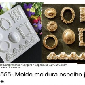 J 1555- Molde moldura espelho joias vintage rendas flor lis liz