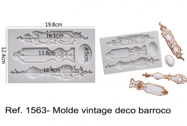 J 1563- Molde vintage deco barroco fechaduras joias  placas
