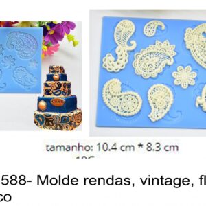 J 1588- Molde rendas, vintage, floral, barroco lace