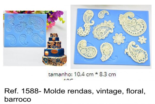 J 1588- Molde rendas, vintage, floral, barroco lace