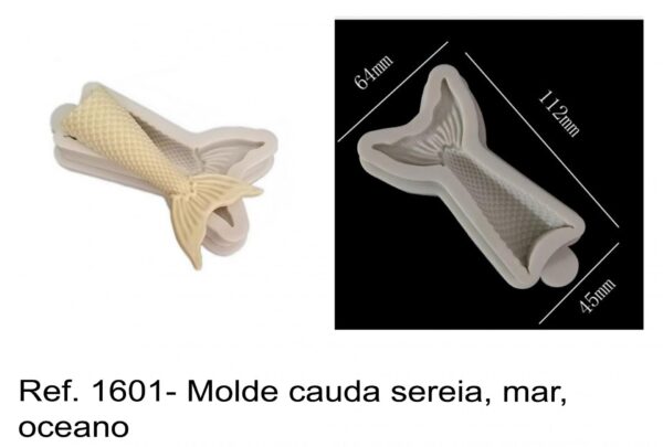 J 1601- Molde cauda sereia, mar, oceano barbatanas