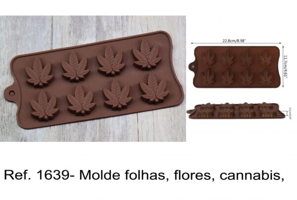 J 1639- Molde Folhas, flores, cannabis