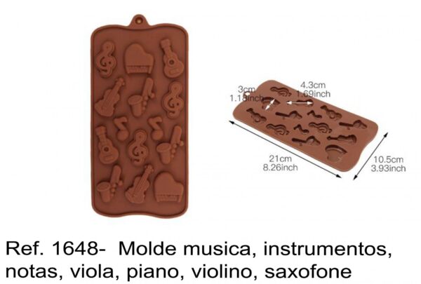 J 1648-  Molde musica, instrumentos, notas, viola, piano, violino, saxofone