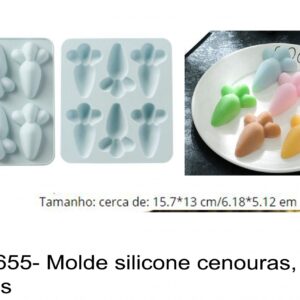 J 1655- Molde silicone cenouras, coelhos