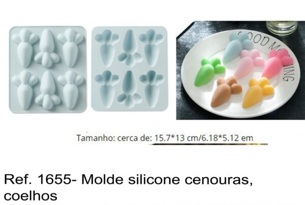 J 1655- Molde silicone cenouras, coelhos