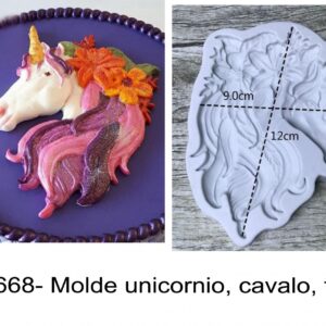 J 1668- Molde unicornio, cavalo, flores