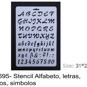 J 1695- Stencil Alfabeto, letras, numeros, simbolos algarismos
