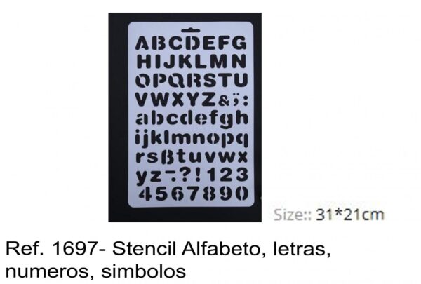 J 1697- Stencil Alfabeto, letras, numeros, simbolos algarismos