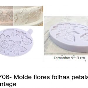 J 1706- Molde flores folhas petalas trico vintage bordado rendas lace