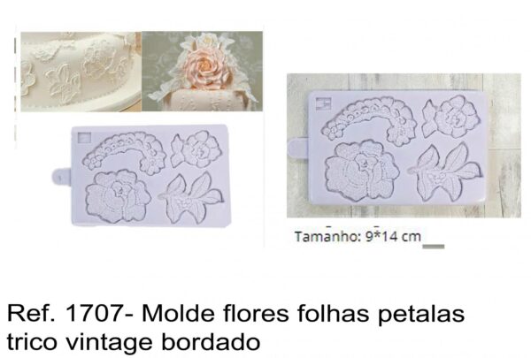 J 1707- Molde flores folhas petalas trico vintage bordado  rendas lace
