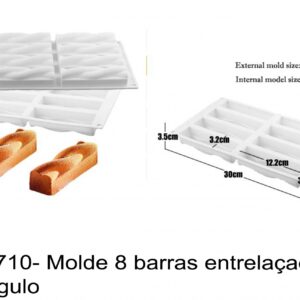 J 1710- Molde silicone 8 barras entrelaçadas, rectangulo