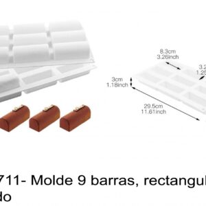 J 1711- Molde silicone 9 barras, rectangulo, redondo