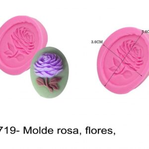J 1719- Molde rosa, flores,