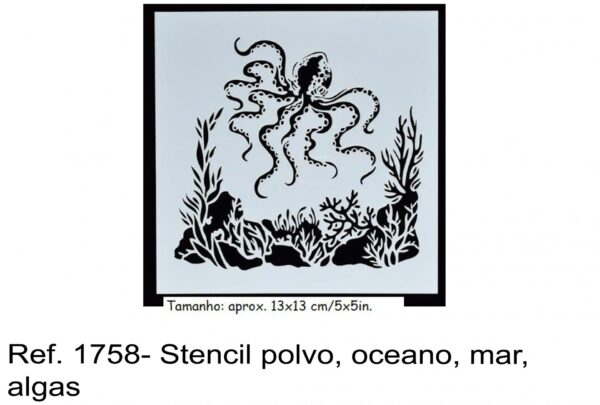 J 1758- Stencil polvo, oceano, mar, algas
