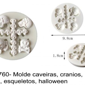 J 1760- Molde caveiras, cranios, cruzes, esqueletos, halloween