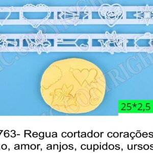 J 1763- Regua cortador corações, coração, amor, anjos, cupidos, ursos